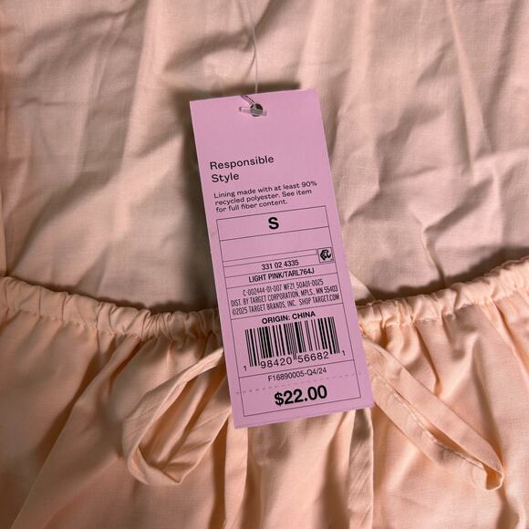 NWT Wild Fable Milkmaid Crop Top Womens Small Pale Peach Bell Sleeves Coquette - Picture 5 of 7